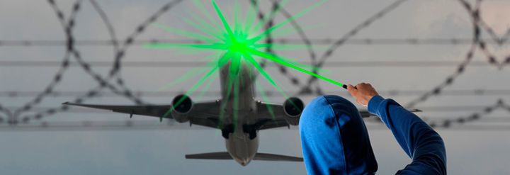 pointing laser on plane